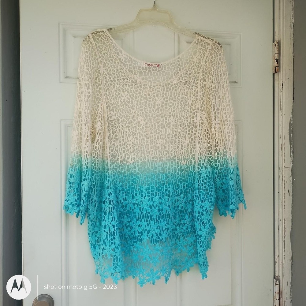 Crochet summer top lightweight, breathable, versatile, bohemian, beachy, sheer